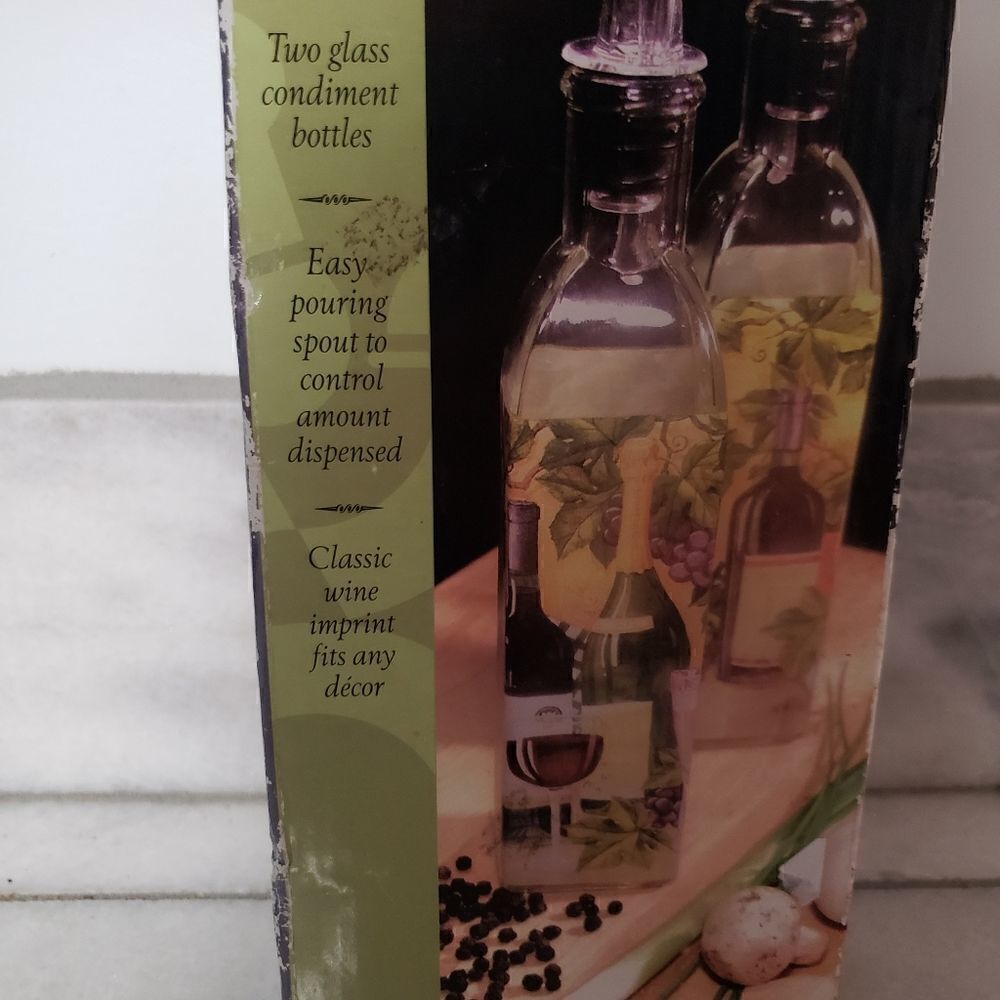 Gourmet Traditions Glass Condiment Bottles, SET OF 2 New in box
